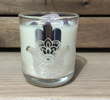 Load image into Gallery viewer, Hamsa hand - Protection | Crystal Infused Candle
